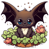 Adorable Bat in Garden - png