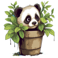 adorável panda espreitar Fora a partir de plantar - ai gerado png