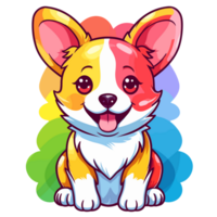 Rainbow Color Dog - png