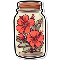 Flowers Inside Jar - png