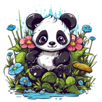 schön Panda spielen im Garten - - ai generiert png