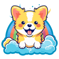 Rainbow Color Dog - png