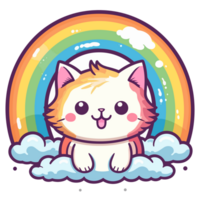 schön Regenbogen Katze - - ai generiert png