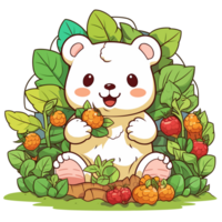 hermosa oso en jardín - ai generado png