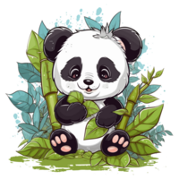 skön panda spelar i trädgård - ai genererad png