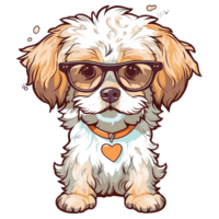 Cute Dog Wearing Glasses - png