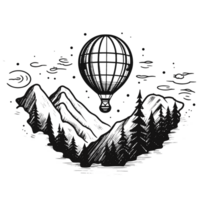 chaud air ballon silhouette - ai généré png