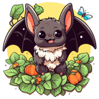 Adorable Bat in Garden - png
