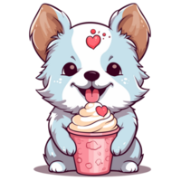 bambino cane mangiare gelato - ai generato png