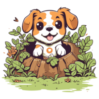 Cute Baby Dog Playing In Garden - png