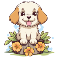 förtjusande hund med blommor - ai genererad png