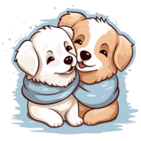 adorável cachorros abraço - ai gerado png