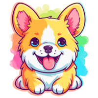 Rainbow Color Dog - png