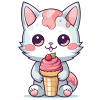 Cute Cat Eating Ice-cream - png