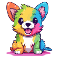 Rainbow Color Dog - png