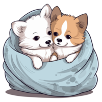 adorable perros acurrucarse - ai generado png