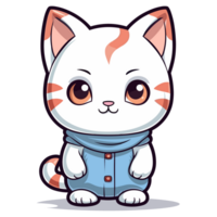 encantador gato - kawaii estilo - ai generado png