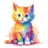 hermosa arco iris gato - ai generado png