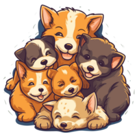 adorable perros acurrucarse - ai generado png