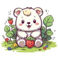 lindo Urso dentro jardim - ai gerado png