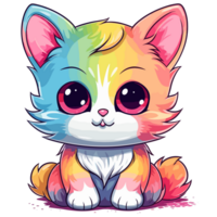 Beautiful Rainbow Cat - Ai Generated png