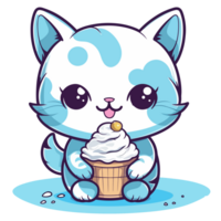 Cute Cat Eating Ice-cream - png