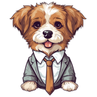 Dog Wearing Suit - png