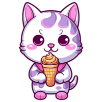 fofa gato comendo sorvete - ai gerado png