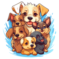 adorable perros acurrucarse - ai generado png