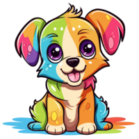 regnbåge Färg hund - ai genererad png
