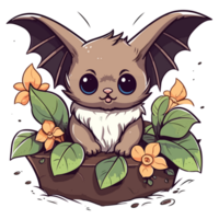 Adorable Bat in Garden - png