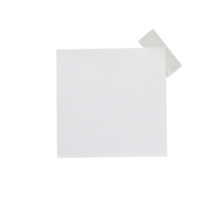 Square white note paper with transparent tape isolated png