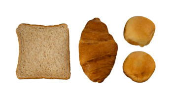 Set of tasty bread for breakfast isolated png