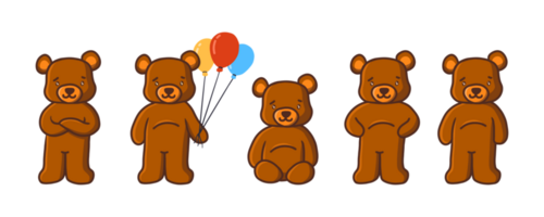 set of funny bear cartoon png