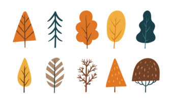 set of autumn tree element png