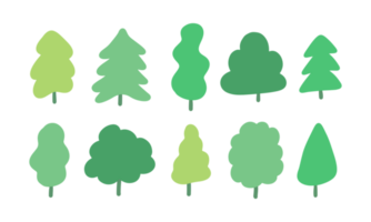 set of simple trees illustration png