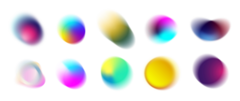 Set of blurry round gradient color element png