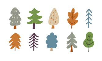 set of autumn trees element png