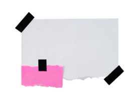 Abstract torn paper with black tape and and pink note png