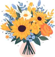 kust- zomer bloemen boeket, voor uitnodiging, groet kaart, poster, kader, bruiloft, decoratie png