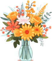 Summer Flower Bouquet, for invitation, greeting card, frame, wedding decoration png