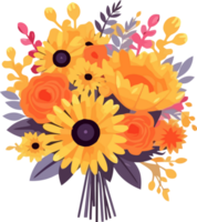 Whimsical Summer Flower Bouquet, for invitation, greeting card, poster, frame, wedding, decoration png