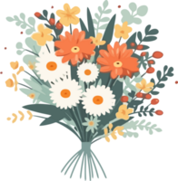 Summer floral bouquet illustration for invitation, greeting card, poster, wedding, decoration png