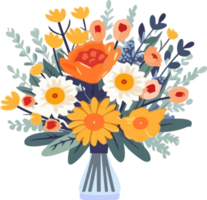 Summer floral bouquet illustration for invitation, greeting card, poster, frame, wedding, decoration png