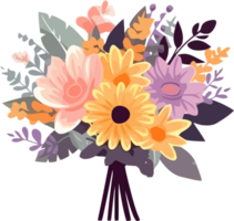 Bohemian Summer Flower Bouquet, for invitation, greeting card, poster, frame, wedding, decoration png