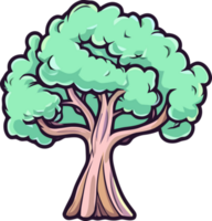 dibujos animados árbol diseño, adorable plano ilustración png