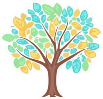 Whimsical Tree, Colorful Cartoon Illustration png