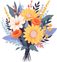 Jahrgang Blumen Strauß mit Sommer- Blumen zum Einladung, Gruß Karte, Poster, rahmen, Hochzeit, Dekoration png