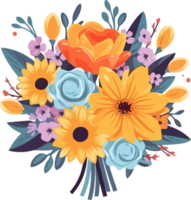 Vintage Summer Flower Bouquet, for invitation, greeting card, poster, frame, wedding, decoration png