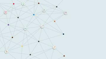 Business and network connection concept with infographic elements and icons. Digital communication technology, networking and connected dots lines. Vector illustration.
